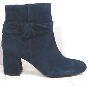 NEW Bella Vita Women's Felicity Navy Blue Suede Leather Square Toe Boot 6 WIDE